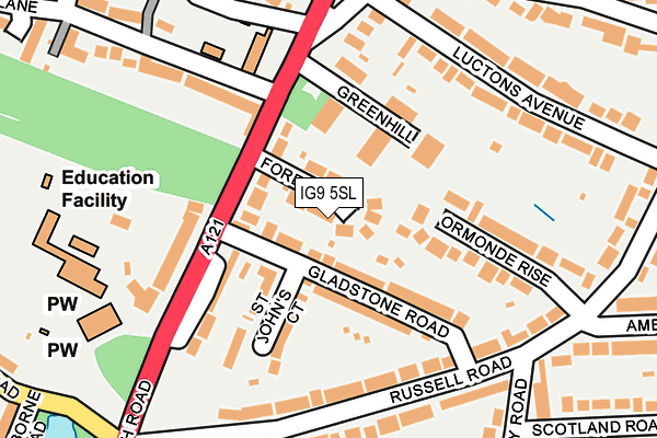 IG9 5SL map - OS OpenMap – Local (Ordnance Survey)