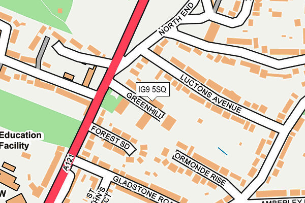 IG9 5SQ map - OS OpenMap – Local (Ordnance Survey)