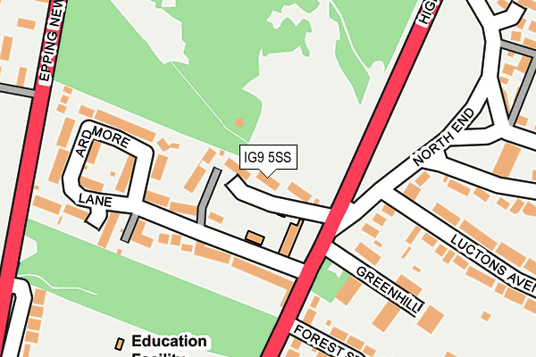 IG9 5SS map - OS OpenMap – Local (Ordnance Survey)