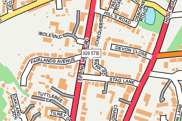 IG9 5TB map - OS OpenMap – Local (Ordnance Survey)
