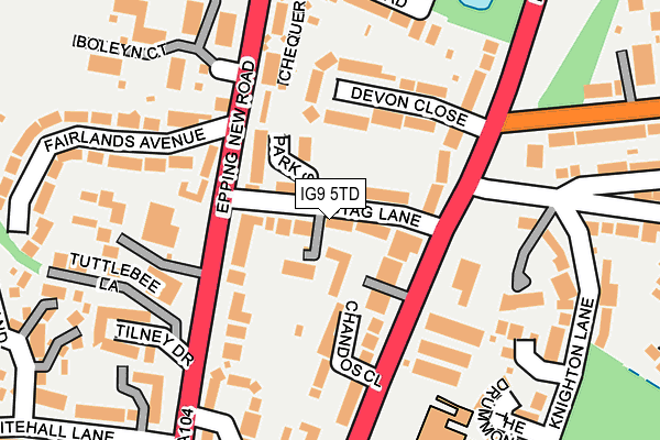 IG9 5TD map - OS OpenMap – Local (Ordnance Survey)