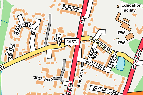IG9 5TJ map - OS OpenMap – Local (Ordnance Survey)