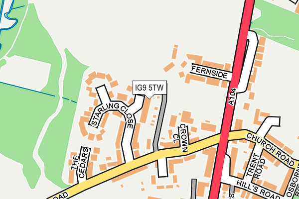 IG9 5TW map - OS OpenMap – Local (Ordnance Survey)