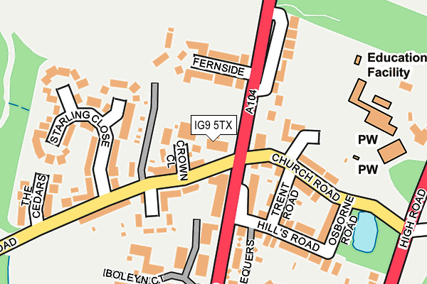 IG9 5TX map - OS OpenMap – Local (Ordnance Survey)
