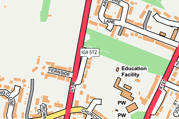 IG9 5TZ map - OS OpenMap – Local (Ordnance Survey)