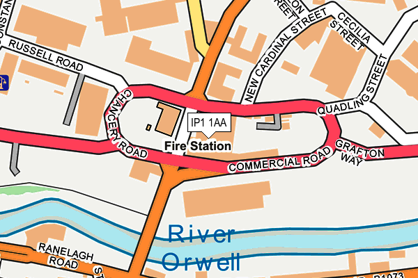 IP1 1AA map - OS OpenMap – Local (Ordnance Survey)