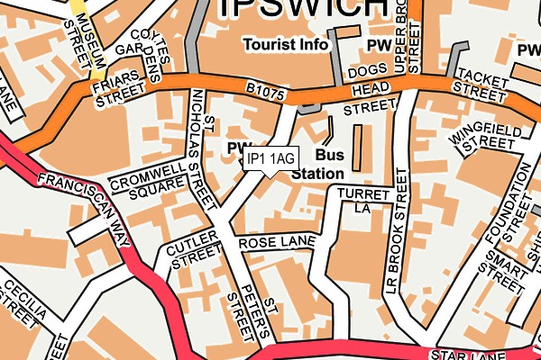 IP1 1AG map - OS OpenMap – Local (Ordnance Survey)