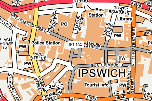 IP1 1AQ map - OS OpenMap – Local (Ordnance Survey)