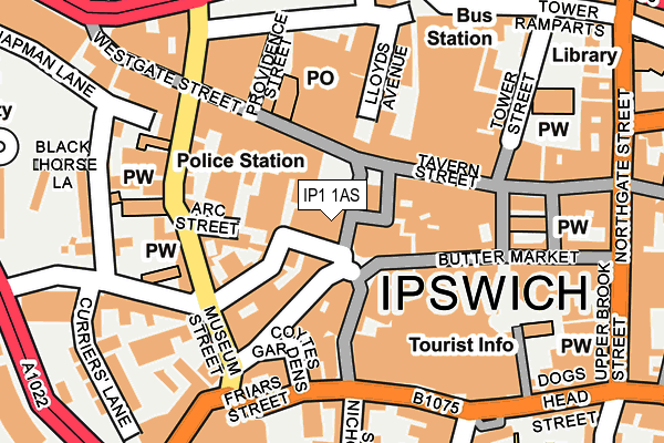 IP1 1AS map - OS OpenMap – Local (Ordnance Survey)