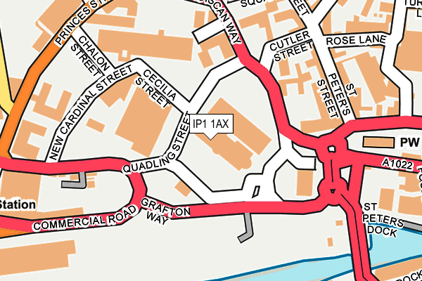 IP1 1AX map - OS OpenMap – Local (Ordnance Survey)