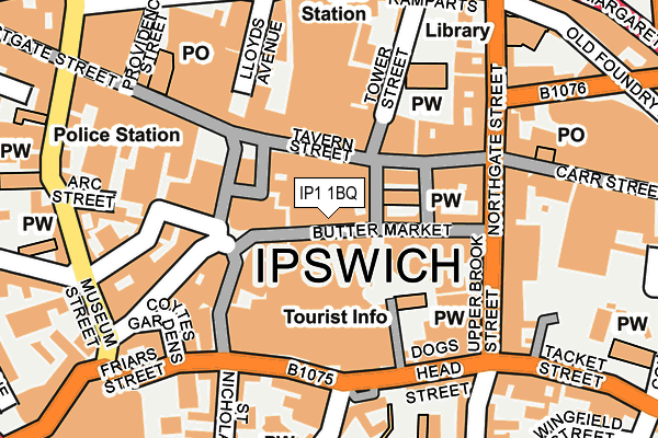 IP1 1BQ map - OS OpenMap – Local (Ordnance Survey)