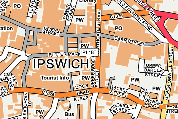 IP1 1BT map - OS OpenMap – Local (Ordnance Survey)