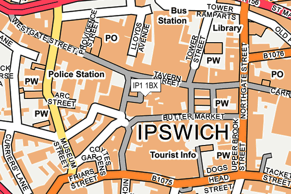 IP1 1BX map - OS OpenMap – Local (Ordnance Survey)