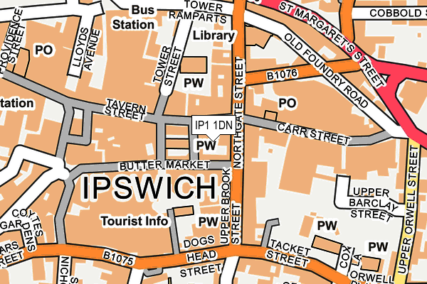 IP1 1DN map - OS OpenMap – Local (Ordnance Survey)