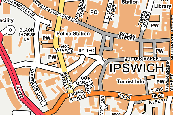 IP1 1EG map - OS OpenMap – Local (Ordnance Survey)