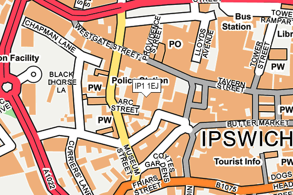 IP1 1EJ map - OS OpenMap – Local (Ordnance Survey)