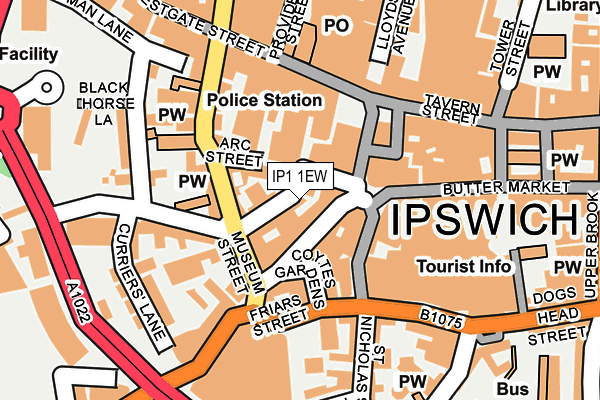 IP1 1EW map - OS OpenMap – Local (Ordnance Survey)