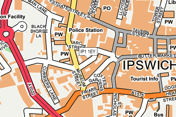 IP1 1EY map - OS OpenMap – Local (Ordnance Survey)