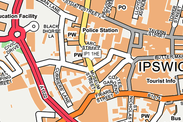 IP1 1HE map - OS OpenMap – Local (Ordnance Survey)