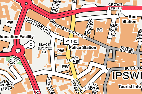 IP1 1HQ map - OS OpenMap – Local (Ordnance Survey)