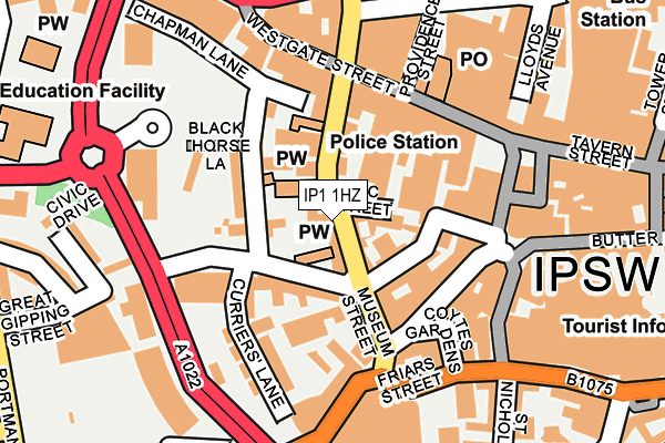 IP1 1HZ map - OS OpenMap – Local (Ordnance Survey)