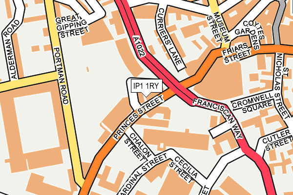 IP1 1RY map - OS OpenMap – Local (Ordnance Survey)