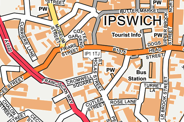 IP1 1TJ map - OS OpenMap – Local (Ordnance Survey)