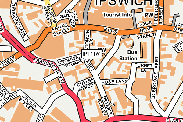 IP1 1TW map - OS OpenMap – Local (Ordnance Survey)