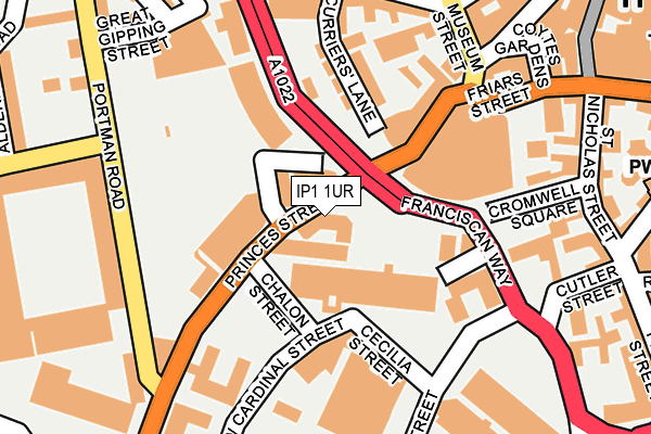 IP1 1UR map - OS OpenMap – Local (Ordnance Survey)