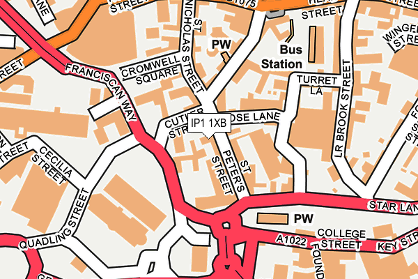 IP1 1XB map - OS OpenMap – Local (Ordnance Survey)