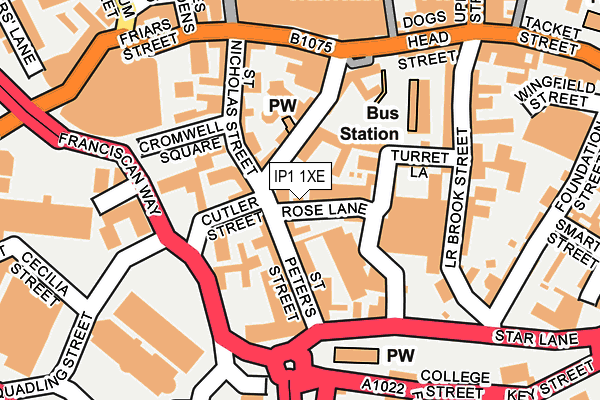 IP1 1XE map - OS OpenMap – Local (Ordnance Survey)