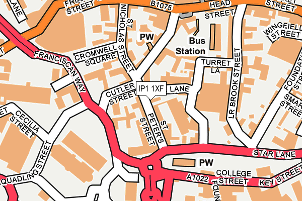 IP1 1XF map - OS OpenMap – Local (Ordnance Survey)