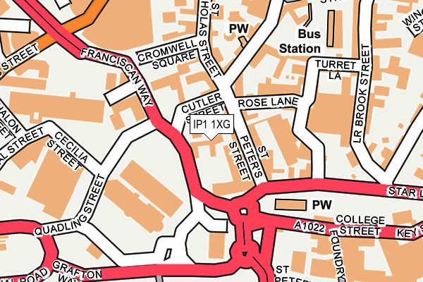 IP1 1XG map - OS OpenMap – Local (Ordnance Survey)