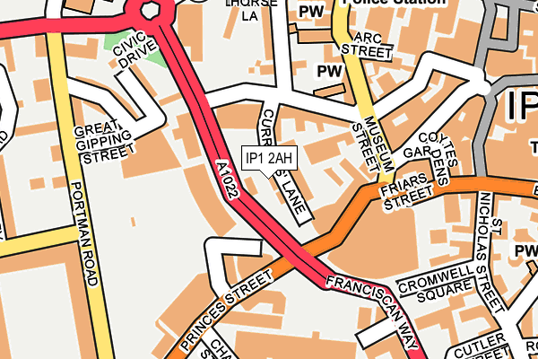 IP1 2AH map - OS OpenMap – Local (Ordnance Survey)
