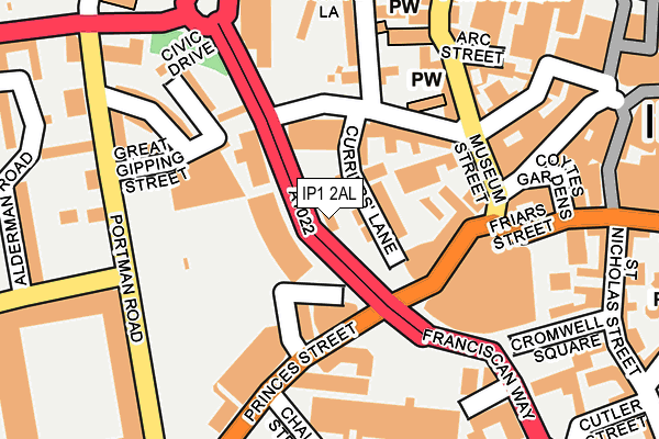 IP1 2AL map - OS OpenMap – Local (Ordnance Survey)