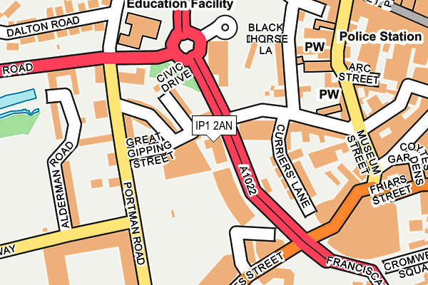 IP1 2AN map - OS OpenMap – Local (Ordnance Survey)