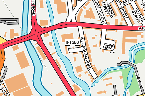 IP1 2BG map - OS OpenMap – Local (Ordnance Survey)