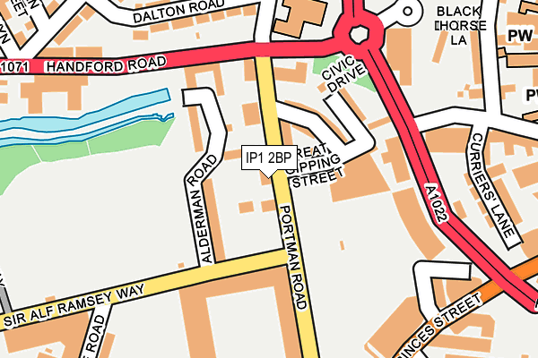 IP1 2BP map - OS OpenMap – Local (Ordnance Survey)