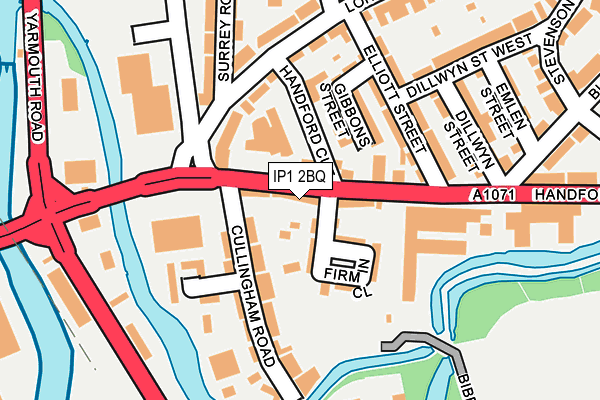 IP1 2BQ map - OS OpenMap – Local (Ordnance Survey)