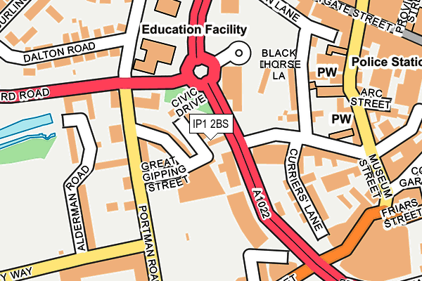 IP1 2BS map - OS OpenMap – Local (Ordnance Survey)