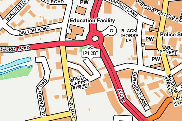 IP1 2BT map - OS OpenMap – Local (Ordnance Survey)