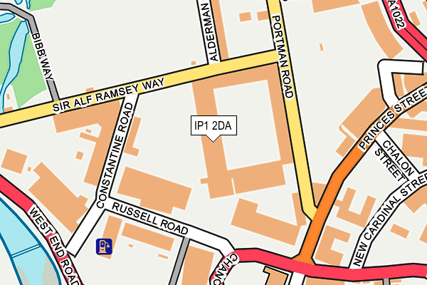 IP1 2DA map - OS OpenMap – Local (Ordnance Survey)