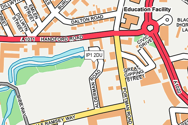IP1 2DU map - OS OpenMap – Local (Ordnance Survey)