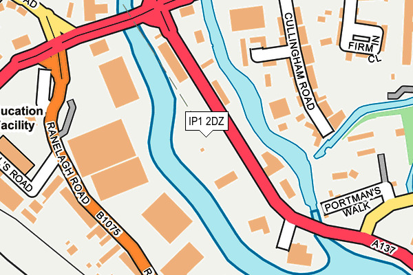 IP1 2DZ map - OS OpenMap – Local (Ordnance Survey)