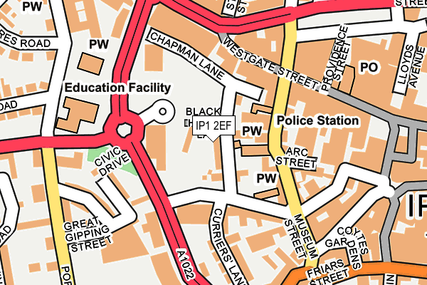 IP1 2EF map - OS OpenMap – Local (Ordnance Survey)