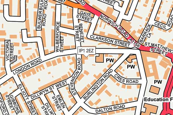 IP1 2EZ map - OS OpenMap – Local (Ordnance Survey)