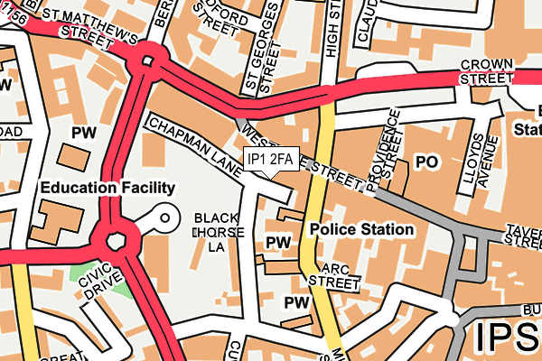 IP1 2FA map - OS OpenMap – Local (Ordnance Survey)