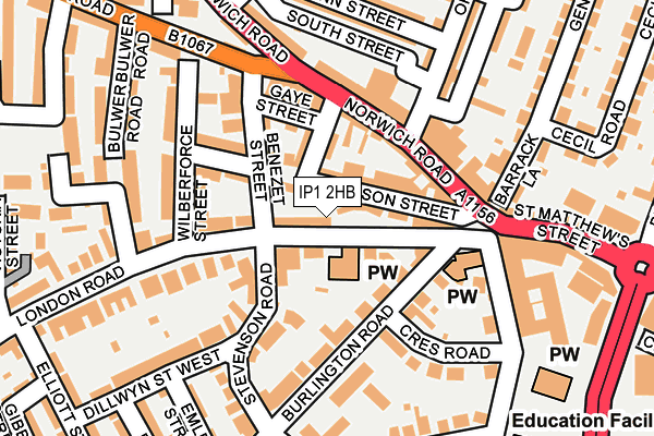 IP1 2HB map - OS OpenMap – Local (Ordnance Survey)