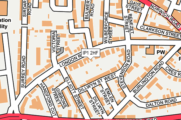 IP1 2HF map - OS OpenMap – Local (Ordnance Survey)