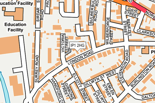 IP1 2HG map - OS OpenMap – Local (Ordnance Survey)